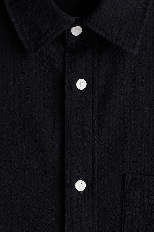 Loose fit seersucker shirt - navy blue