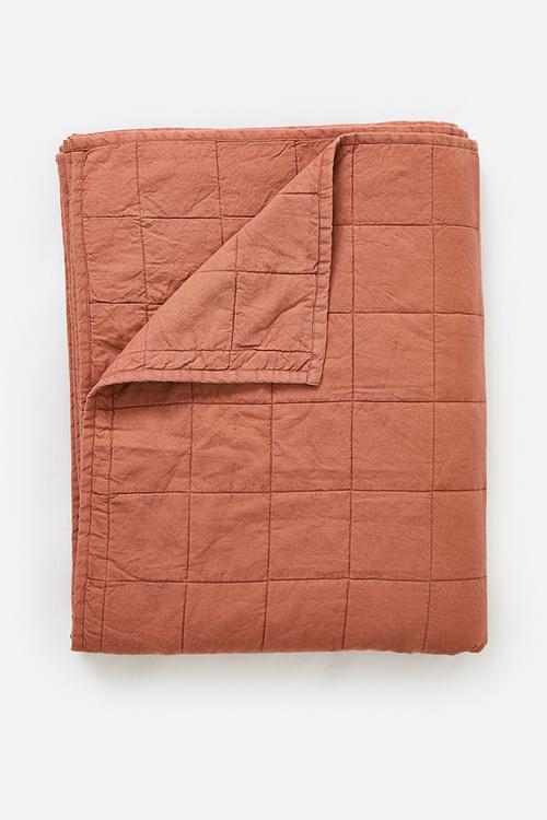 Cotton Stone Washed Quilt - Rust