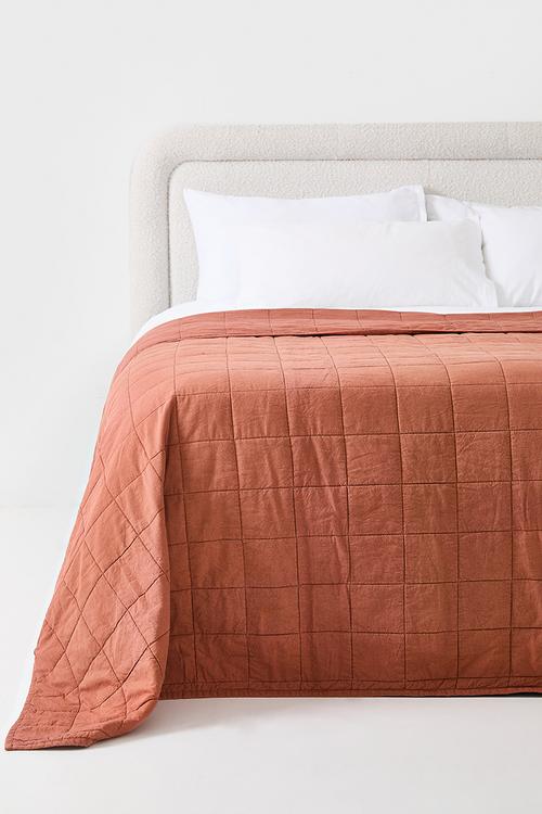 Cotton Stone Washed Quilt - Rust