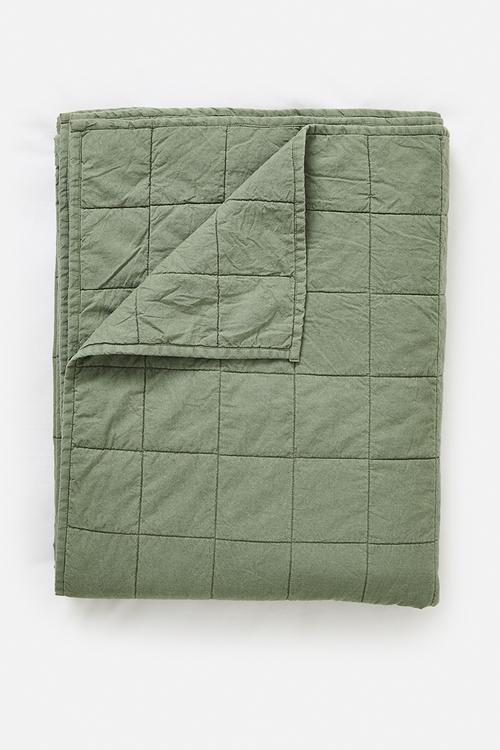 Cotton Stone Washed Quilt - Olive