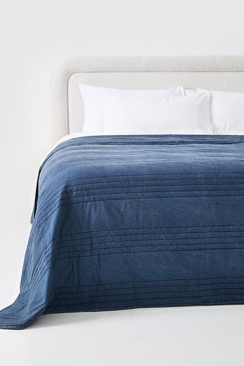 Cotton Stone Washed Quilt - Indigo