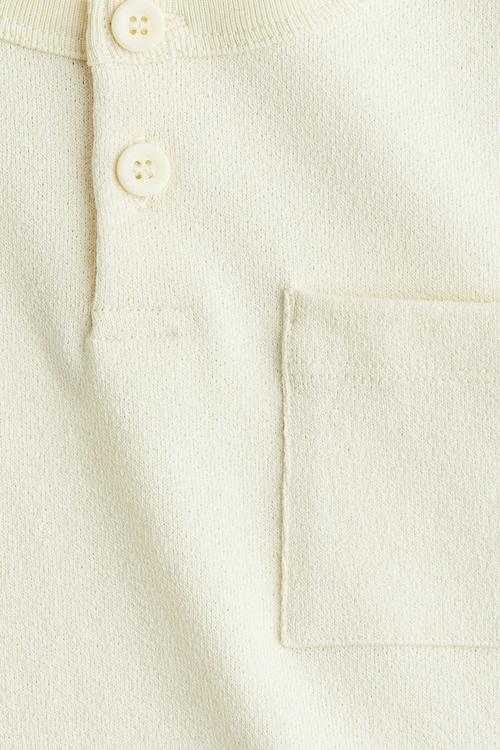 Textured henley top - light yellow