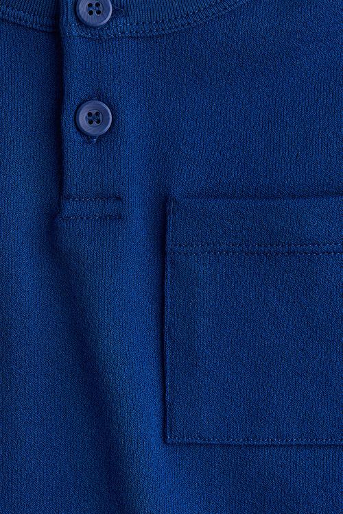 Textured henley top - bright blue