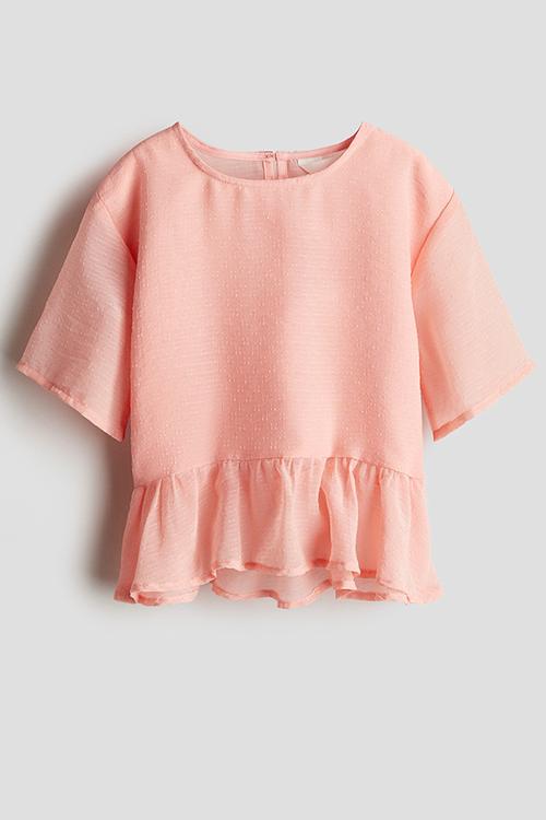 Chiffon peplum top - light pink