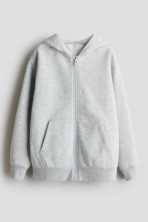 Zip-through hoodie - light grey marl