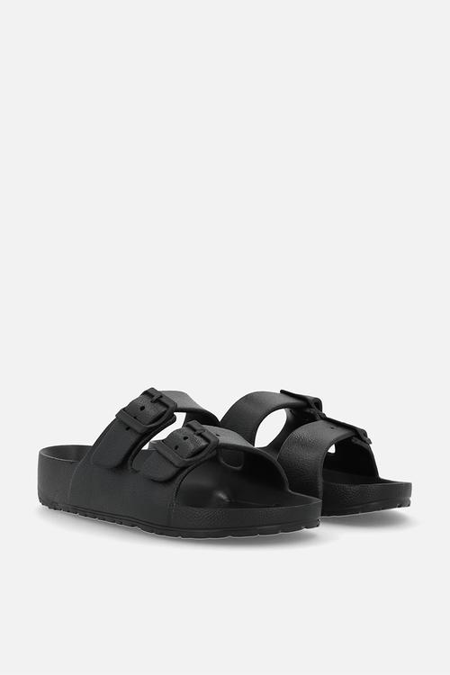 Platform twin strap sandals - black