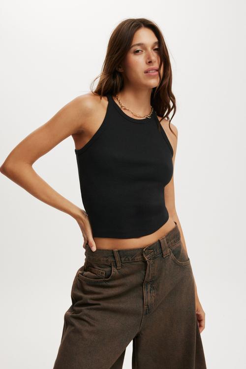 Goldie rib highneck tank - black