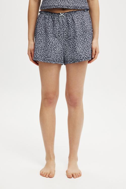 Ruffle pointelle short - navy vision damari ditsy