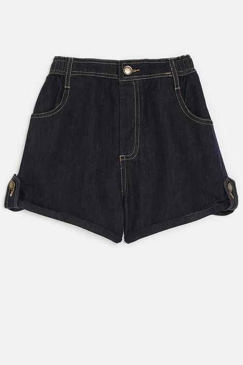 Denim shorts with contrast topstitching - black