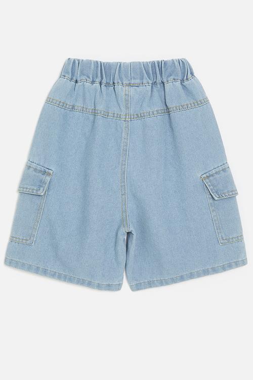 Denim utility shorts - stone wash