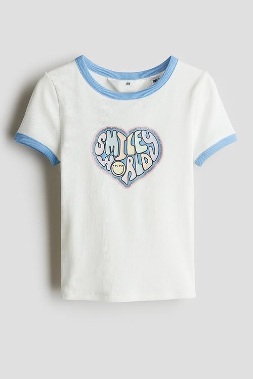 Printed jersey top - white smileyworld®