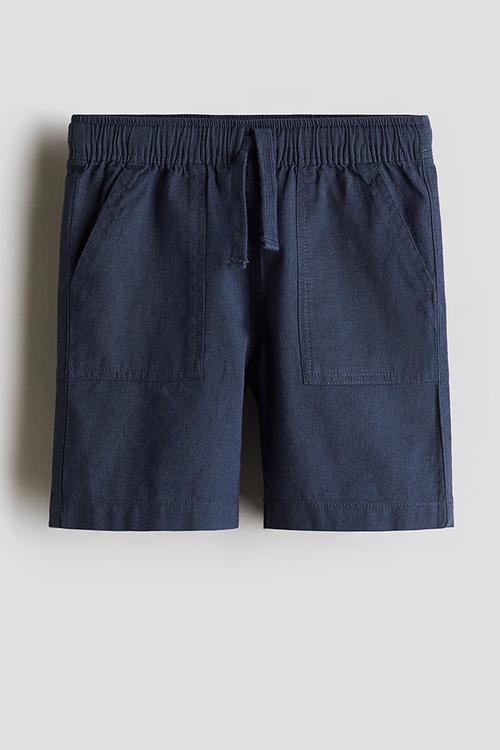 Linen-blend shorts - navy blue