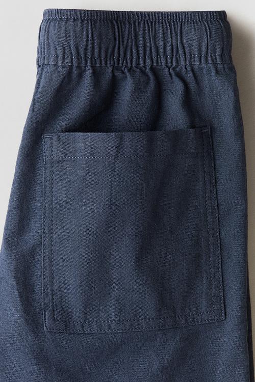 Linen-blend shorts - navy blue