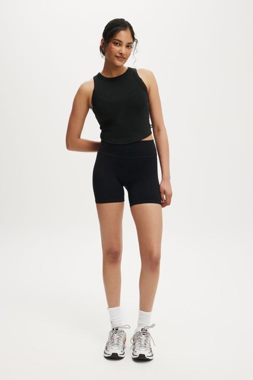 Active Rib Curved Hem Tank - Black