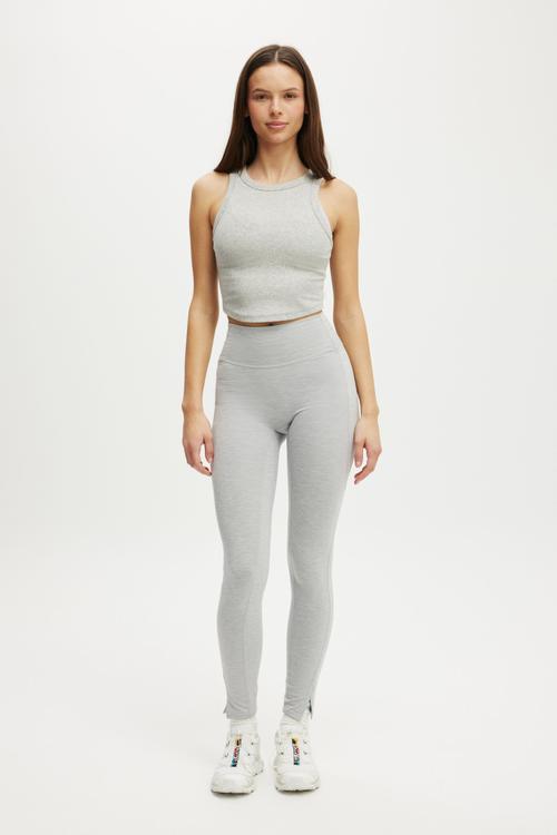 Active Rib Curved Hem Tank - Grey Marle