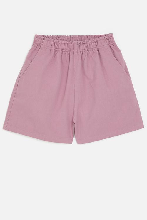 Shorts with slanted inset pockets - pink