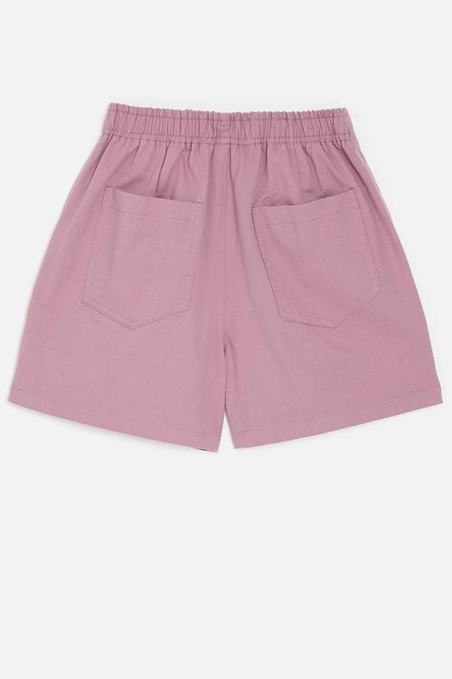 Shorts with slanted inset pockets - pink