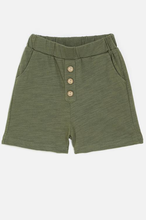 Shorts with mock button closure - green