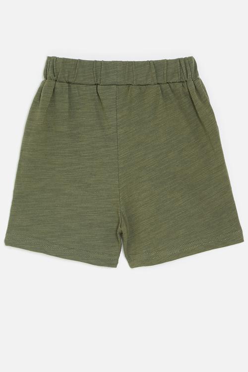 Shorts with mock button closure - green