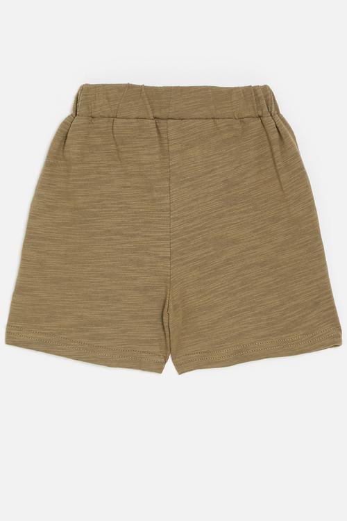 Shorts with mock button closure - brown