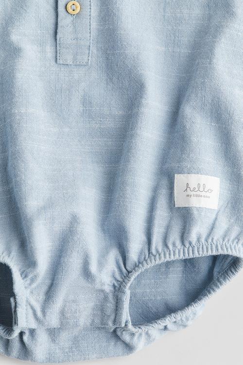 Cotton muslin romper suit - light blue