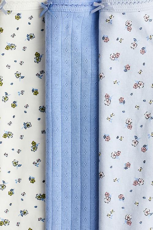 3 pack cotton strappy tops - blue floral