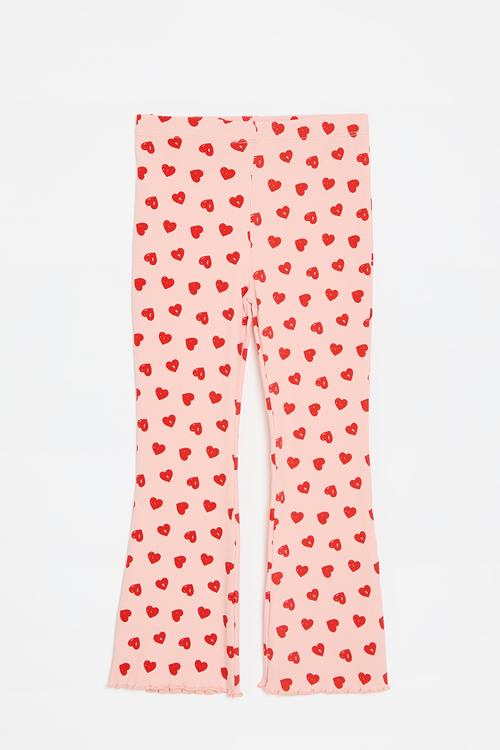 Flared leggings - pink/hearts aop