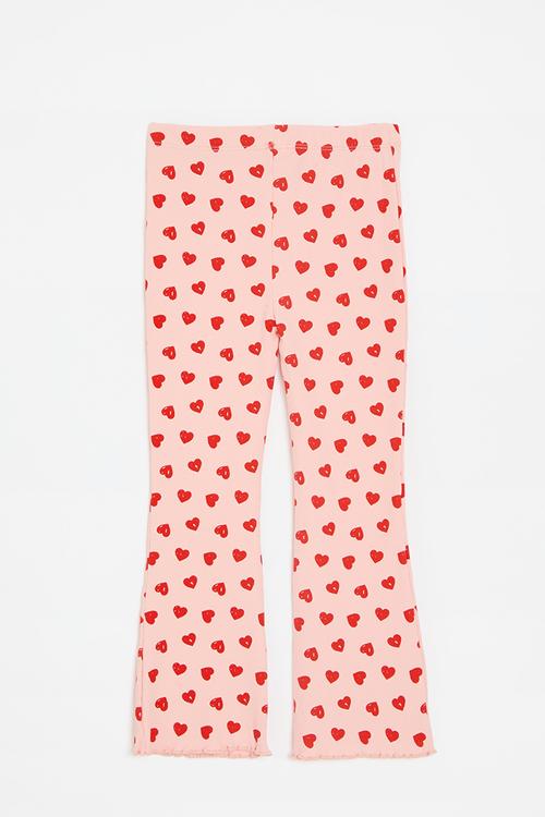 Flared leggings - pink/hearts aop