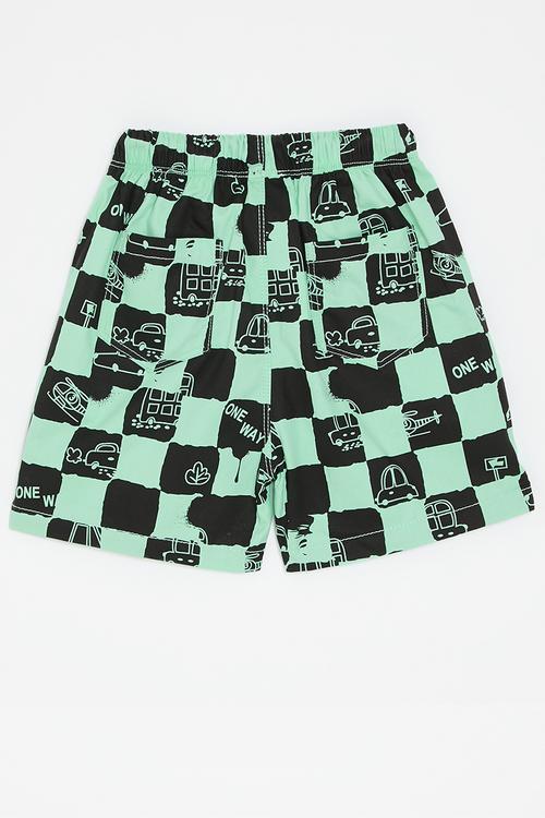 Checker board shorts - green/black