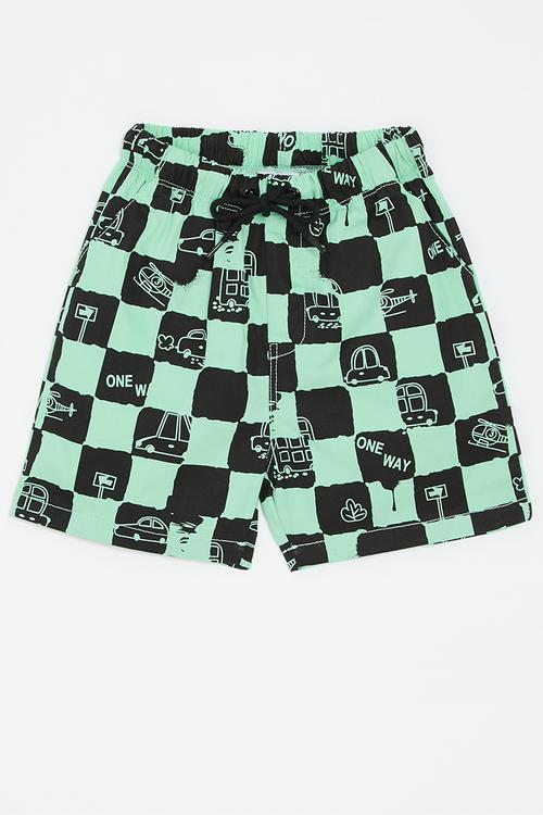 Checker board shorts - green/black