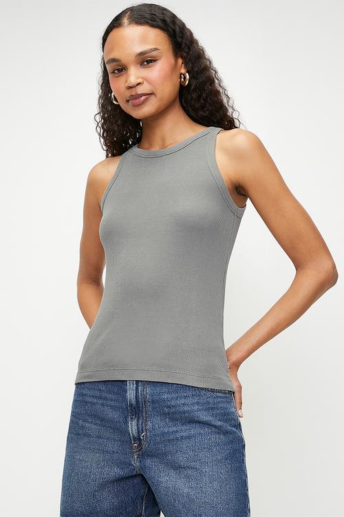 Essential Racer Tank - Garment Dye Smoked Pearl