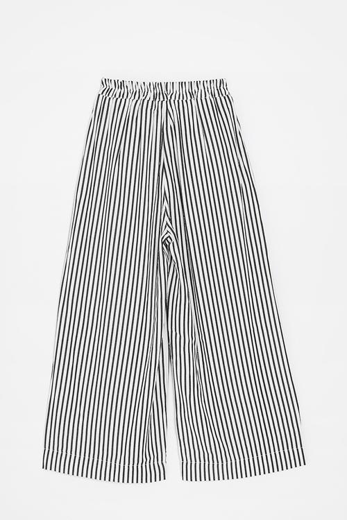Pencil striped wide leg pants - black/white