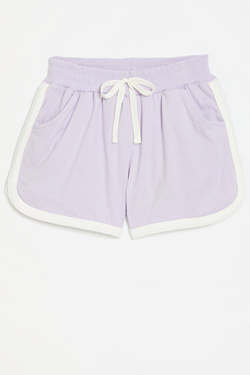 Contrast shorts - lilac & white