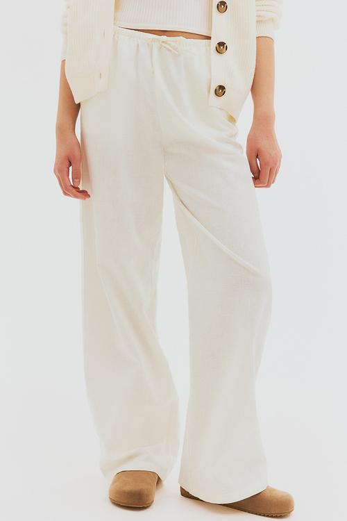 Linen-blend trousers - cream