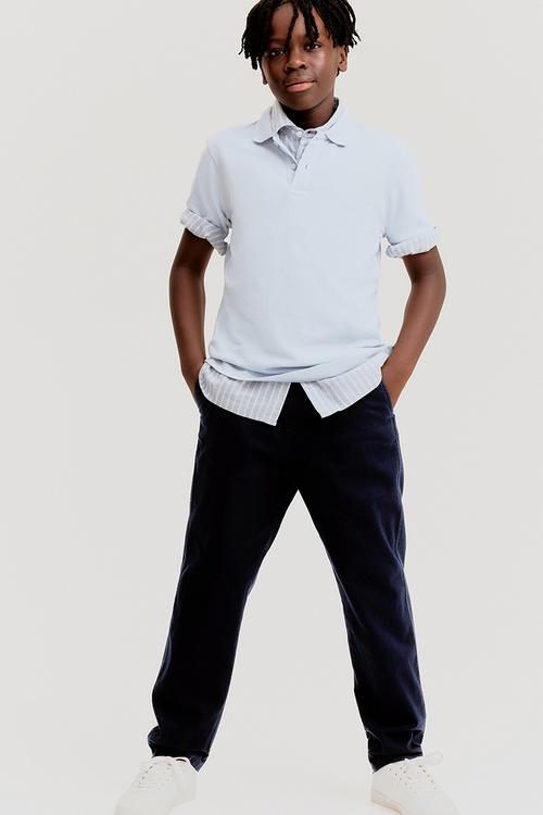 Linen-blend trousers - navy blue