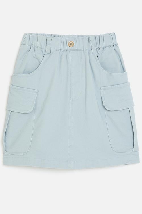Cargo skirt with inverted pleat pockets - blue 