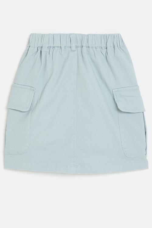 Cargo skirt with inverted pleat pockets - blue 