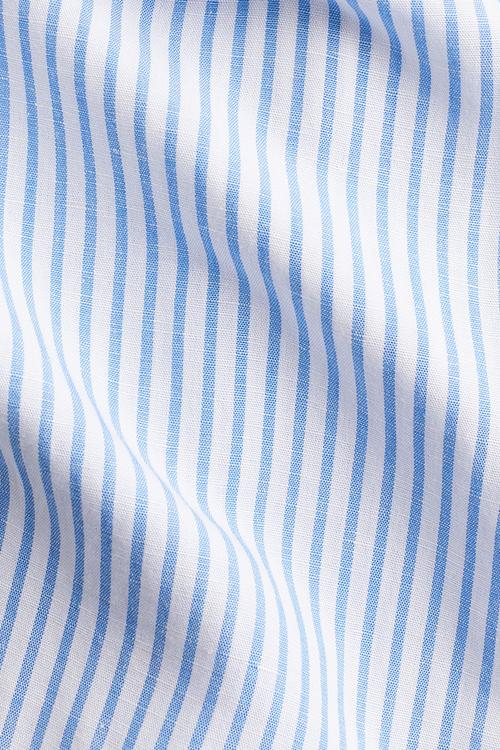 Linen-blend trousers - white & light blue striped