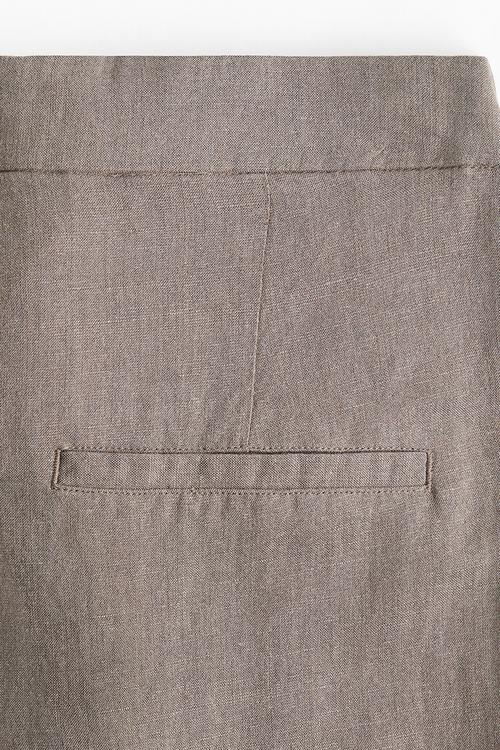 Wide linen-blend trousers - greige