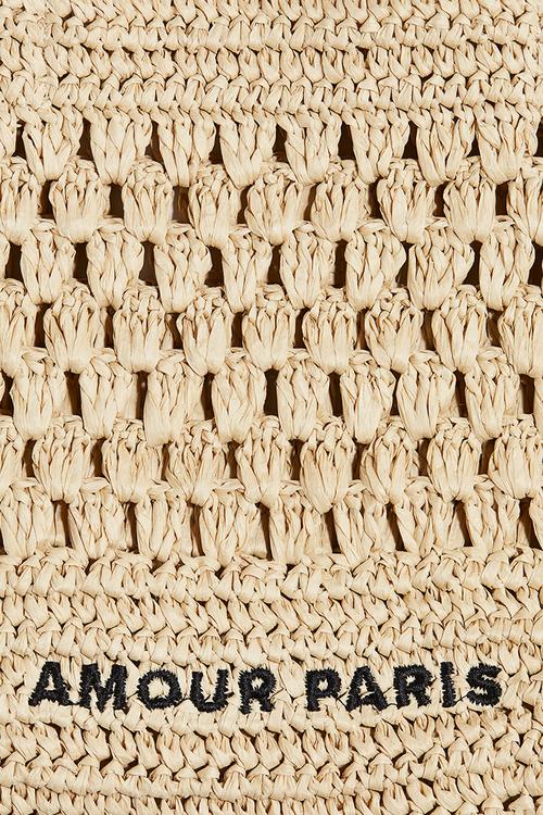Straw tote bag - beige amour paris