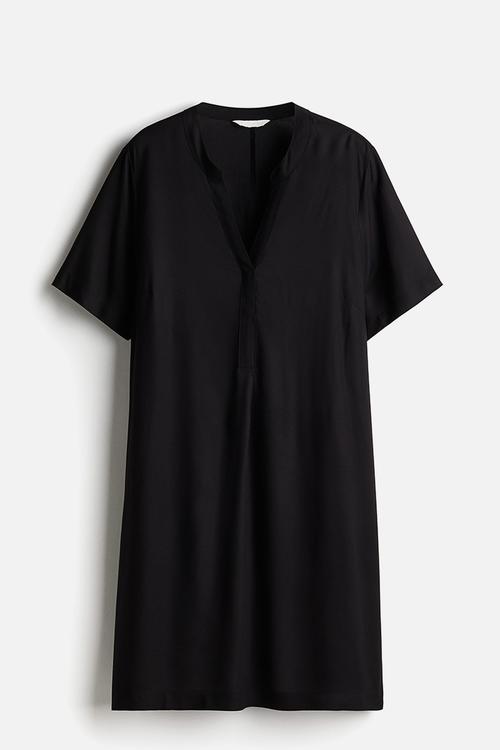 Viscose tunic dress - black
