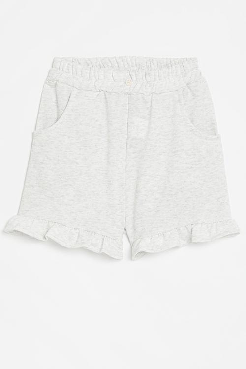 Frilled hem sweatshorts - light grey
