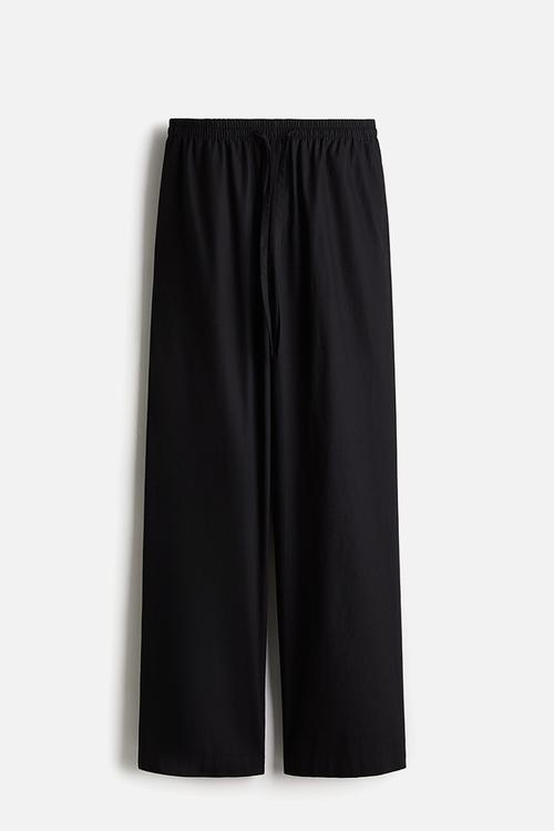 Cotton drawstring trousers - black