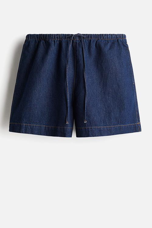 Denim drawstring shorts - dark denim blue