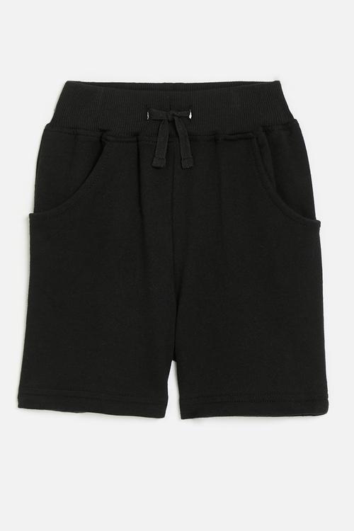 Sweatshorts with curved inset pockets - black