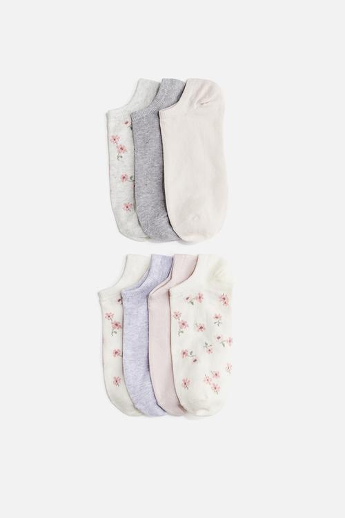 7-Pack trainer socks - white floral