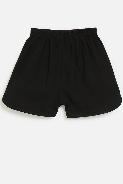 Elasticated curved hem shorts - black