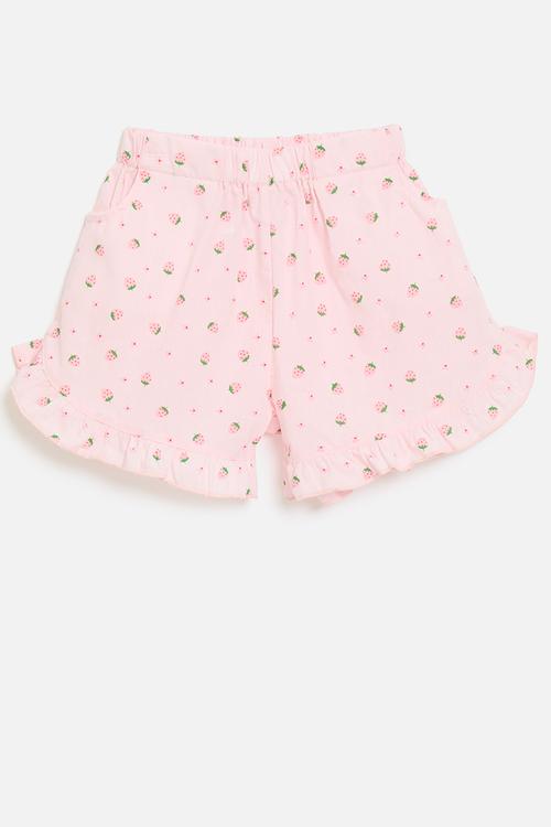 Frilled hem shorts - pink