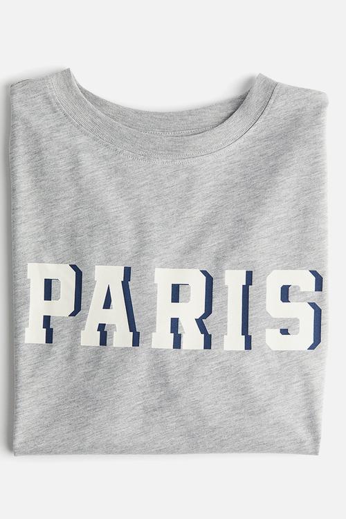 Printed T-shirt - light grey marl paris