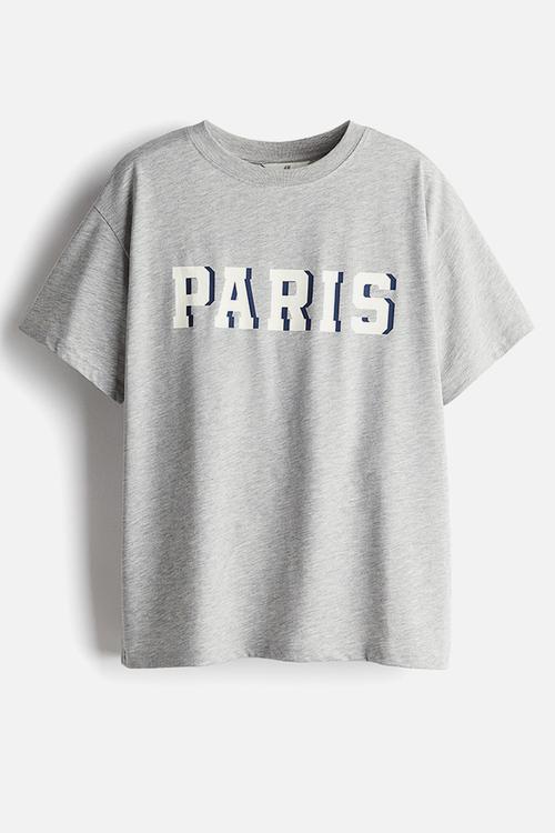 Printed T-shirt - light grey marl paris
